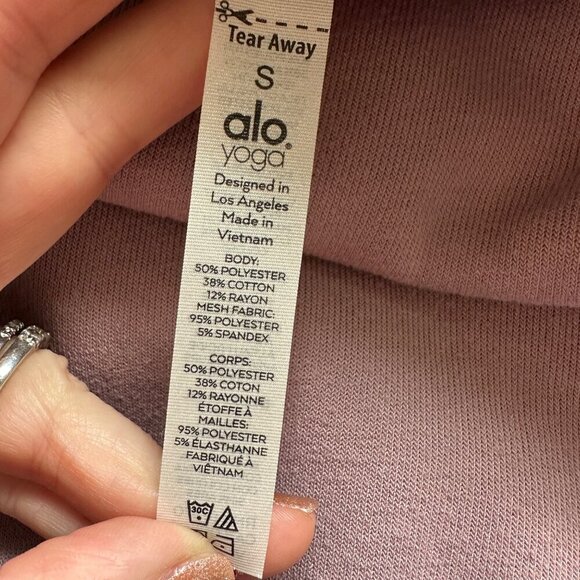 ALO Yoga Advance Mesh Inset Fleece Crop Sweatshirt Womens Size S Athleisure Gym - Picture 5 of 10